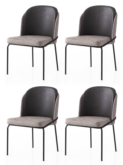 Hanah Home Juego de 4 sillas Dore - 196 V4 Oro, Negro, Gris Hanah Home Juego de 4 sillas Dore - 196 V4 Oro, Negro, Gris